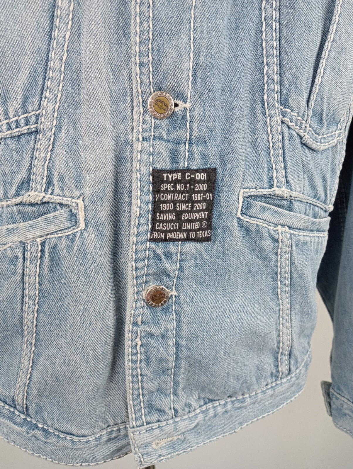 CASUCCI GIUBBINO JEANS COTONE DENIM UOMO Tg S MAN CASUAL VINTAGE JACKET