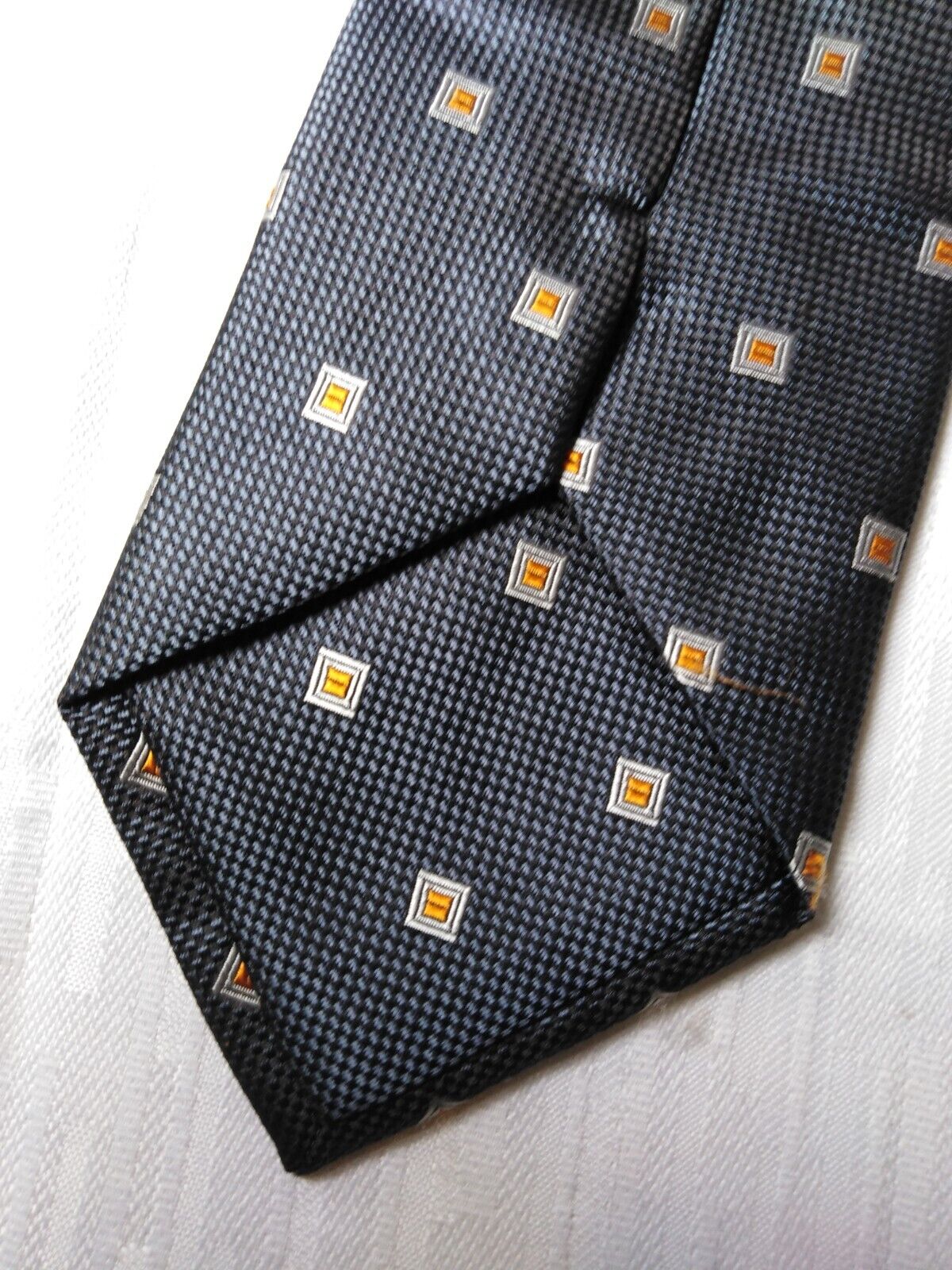 LUCIO LAMBERTI 100%  SILK TIE SETA CRAVATTA SELF TIPPED NECKTIE MADE ITALY