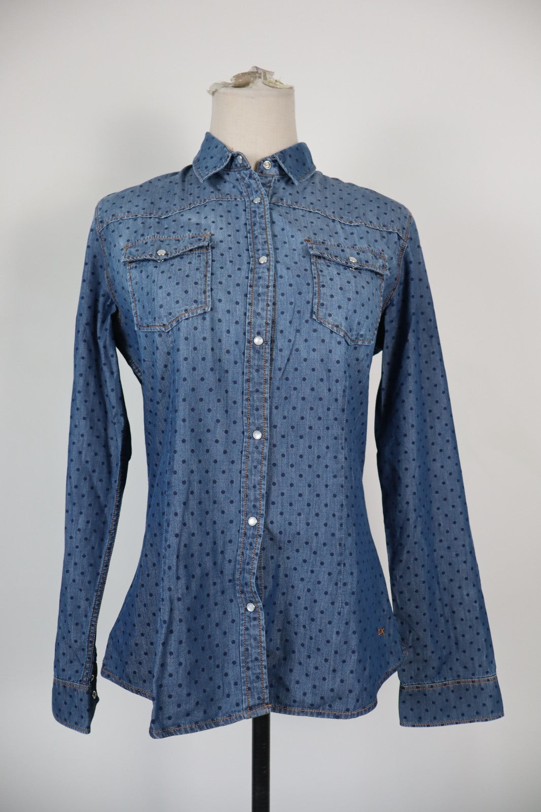 SUN 68 CAMICIA JEANS DENIM DONNA TG. L WOMAN SHIRT CASUAL VINTAGE MADE ITALY