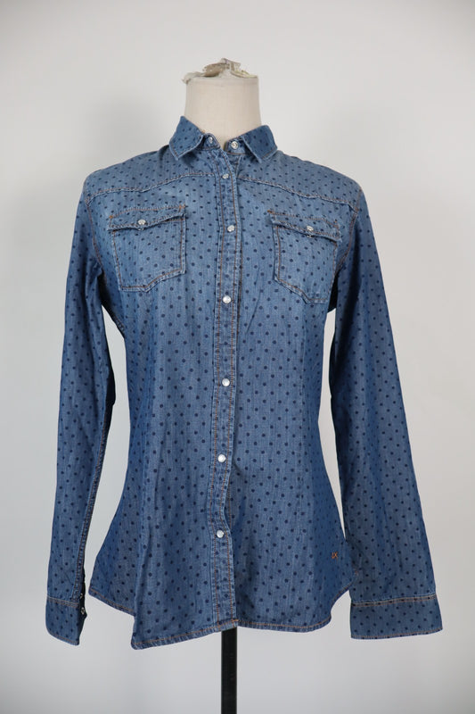 SUN 68 CAMICIA JEANS DENIM DONNA TG. L WOMAN SHIRT CASUAL VINTAGE MADE ITALY