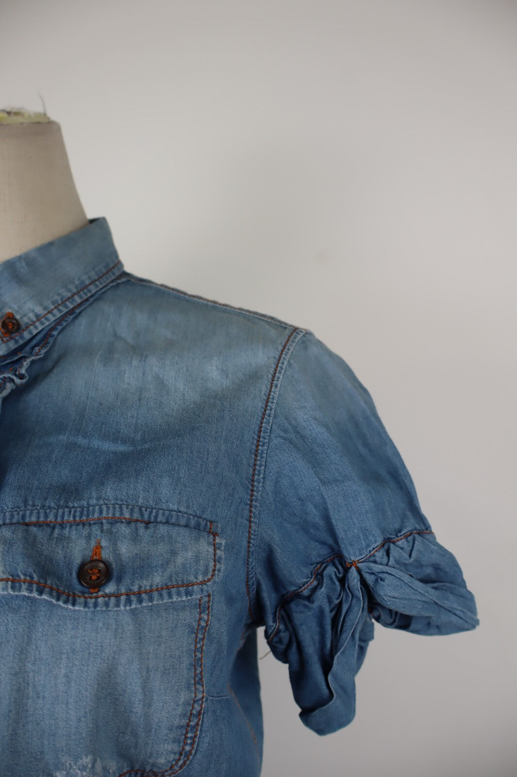 HENRY COTTON'S CAMICIA JEANS DONNA TG. 42 WOMAN SHIRT CASUAL VINTAGE DENIM