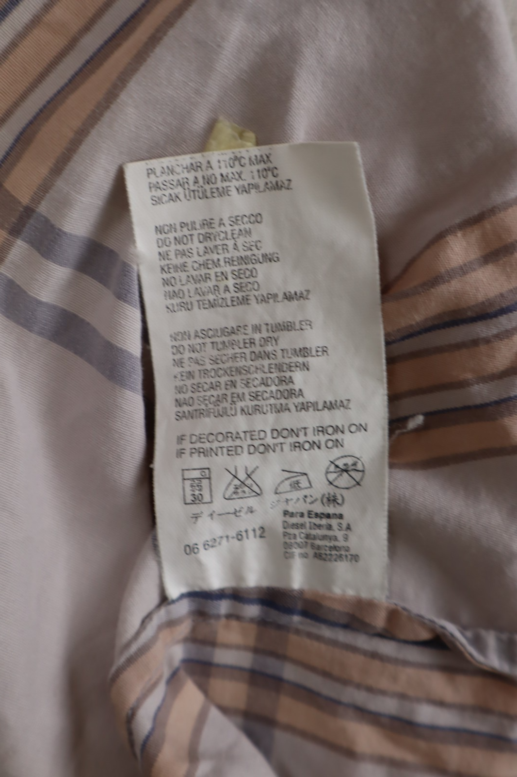 DIESEL CAMICIA UOMO TG. L MAN CASUAL VINTAGE SHIRT COTONE ITALY 100% COTONE