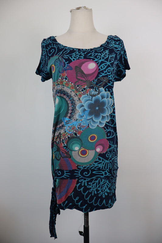 DESIGUAL VESTITO DONNA TG. XL WOMAN CASUAL VINTAGE DRESS ABITO VISCOSA