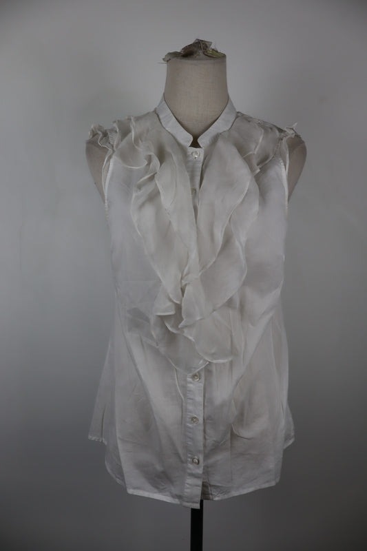 MAX&CO CAMICIA SMANICATA DONNA TG. 44 WOMAN SHIRT CASUAL VINTAGE COTONE VOLANT