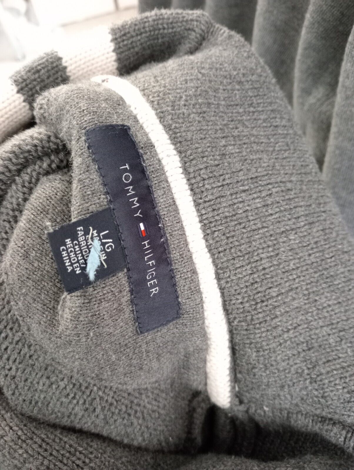 TOMMY HILFIGER MAGLIONE COTONE COTTON VINTAGE UOMO Tg. L MAN SWEATER CASUAL