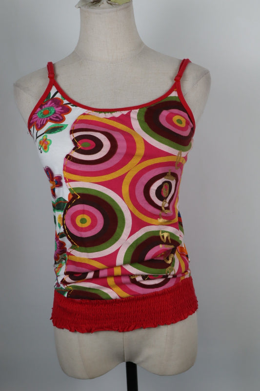 DESIGUAL MAGLIA DONNA TG. S WOMAN CASUAL VINTAGE SHIRT CANOTTA TOP LOGO
