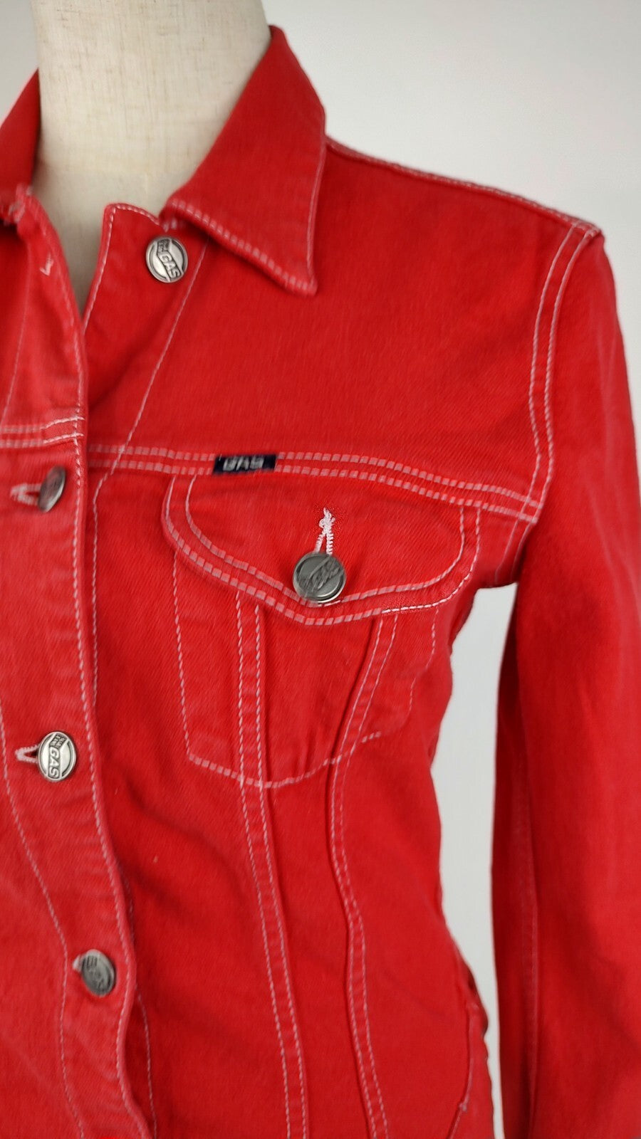 GAS GIUBBINO JEANS DENIM DONNA Tg S WOMAN CASUAL VINTAGE JACKET