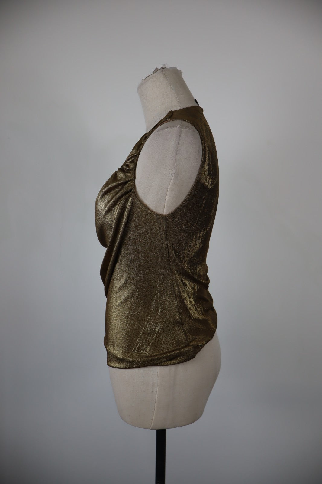 DIESEL MAGLIA DONNA TG. XS WOMAN CASUAL VINTAGE T-SHIRT TOP POLIURETANO ORO