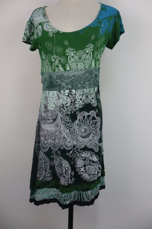DESIGUAL VESTITO DONNA TG. XL WOMAN CASUAL VINTAGE DRESS ABITO VISCOSA