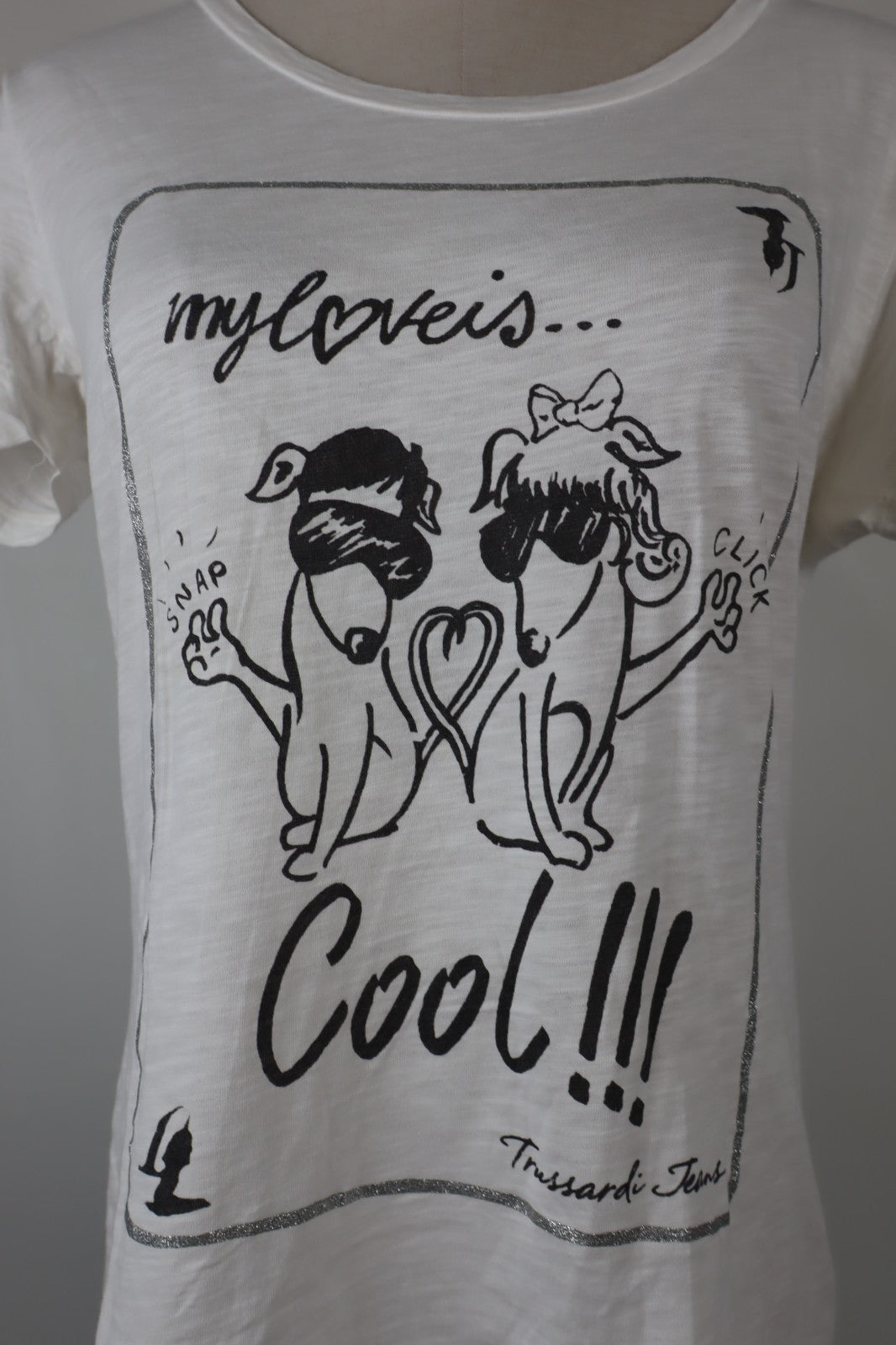 TRUSSARDI JEANS MAGLIA DONNA TG. M WOMAN CASUAL VINTAGE T-SHIRT TOP COTONE