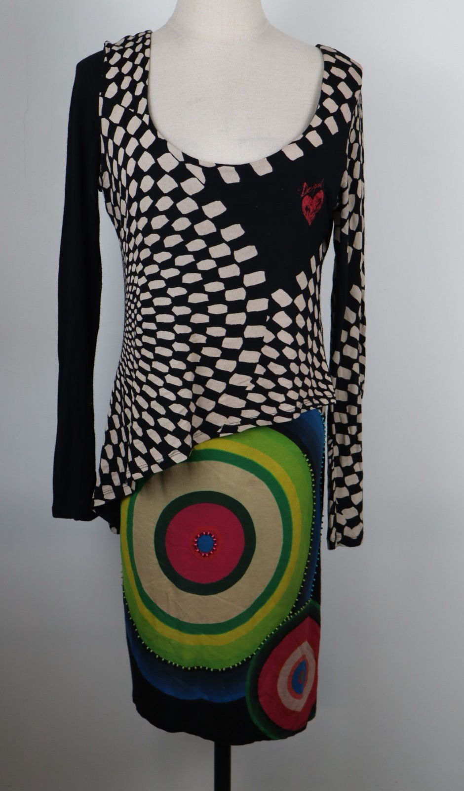 DESIGUAL VESTITO DONNA TG. M WOMAN CASUAL VINTAGE DRESS ABITO