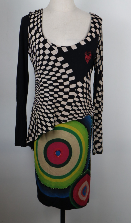 DESIGUAL VESTITO DONNA TG. M WOMAN CASUAL VINTAGE DRESS ABITO