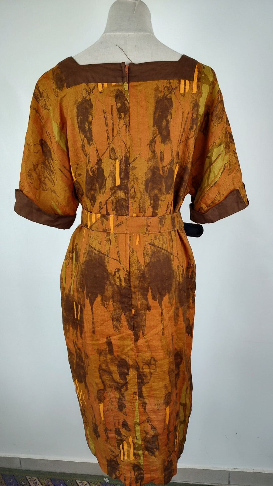 MARINA RINALDI VESTITO DONNA TG. 17 WOMAN CASUAL VINTAGE DRESS LINO