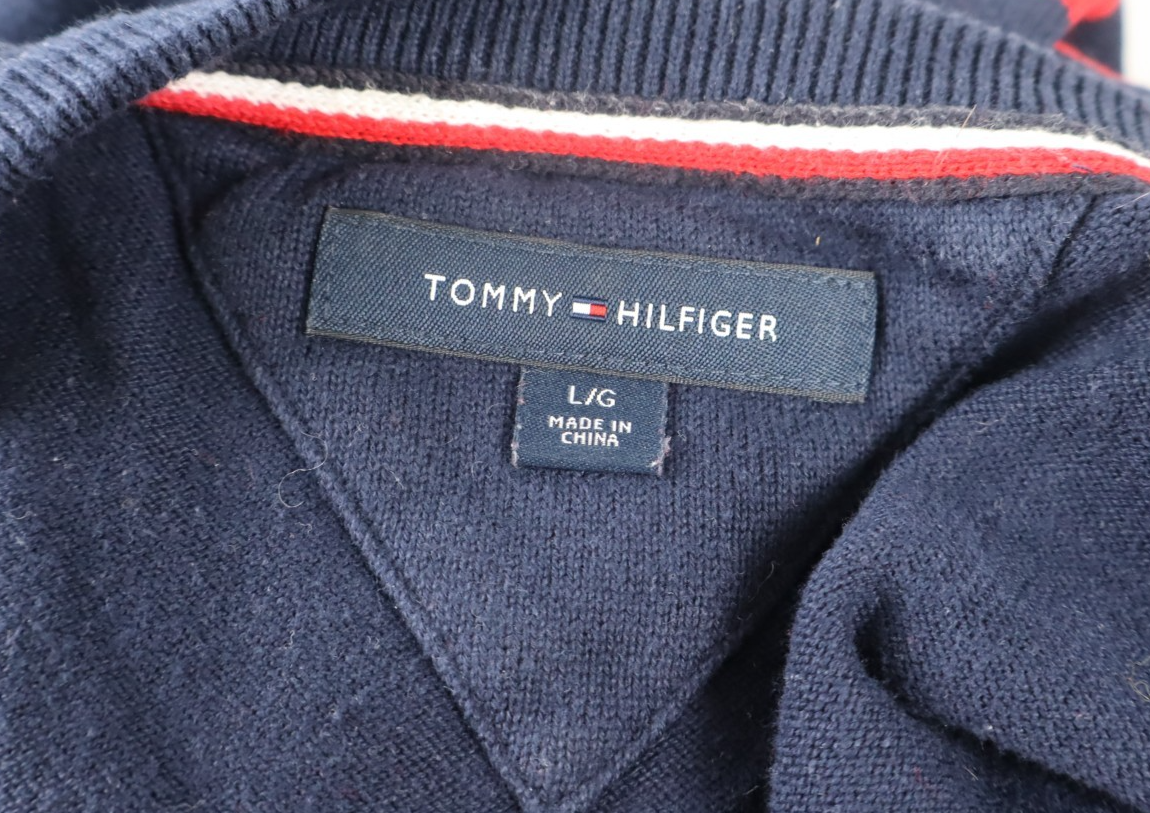 TOMMY HILFIGER MAGLIONE VINTAGE COTONE COTTON UOMO Tg. L MAN SWEATER CASUAL LOGO