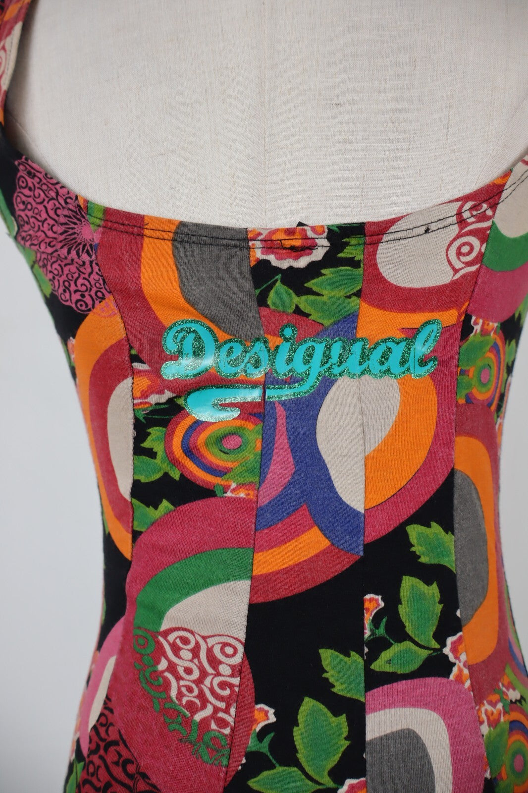 DESIGUAL VESTITO ABITO DONNA TG. M WOMAN CASUAL VINTAGE DRESS COTONE