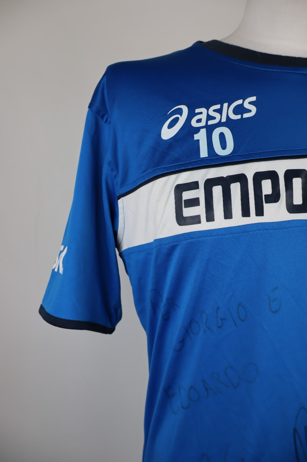 ASICS EMPOLI FC MAGLIA CALCIO UOMO Tg L SOCCER JERSEY SPORT VINTAGE AUTOGRAFATA
