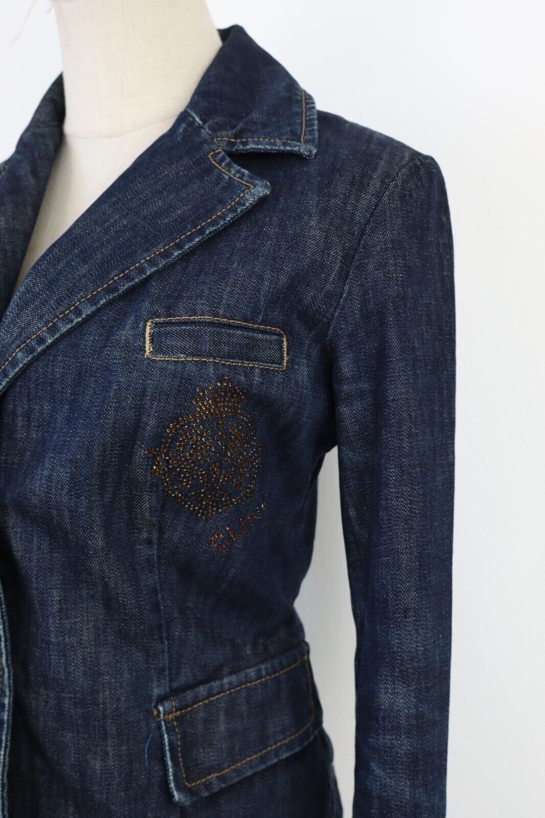 CLINK GIUBBINO JEANS  DONNA S JACKET DENIM AVVITATO GRUNGE VINTAGE Y2K 2000'S