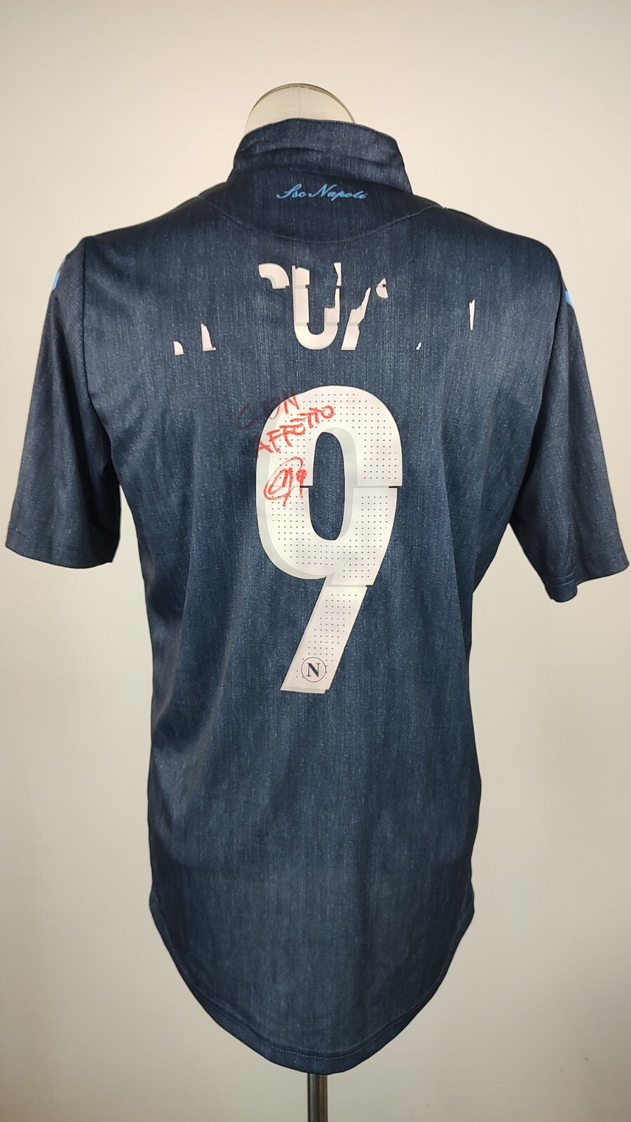 MACRON NAPOLI MAGLIA CALCIO UOMO Tg M SOCCER JERSEY VINTAGE 9 HIGUAIN AUTOGRAFO