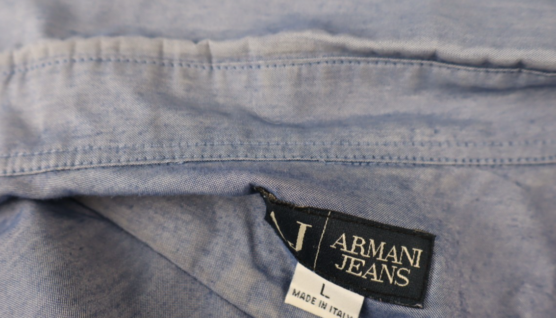 AJ ARMANI JEANS CAMICIA UOMO COTONE TG. L MAN CASUAL VINTAGE COTTON SHIRT TASCHE