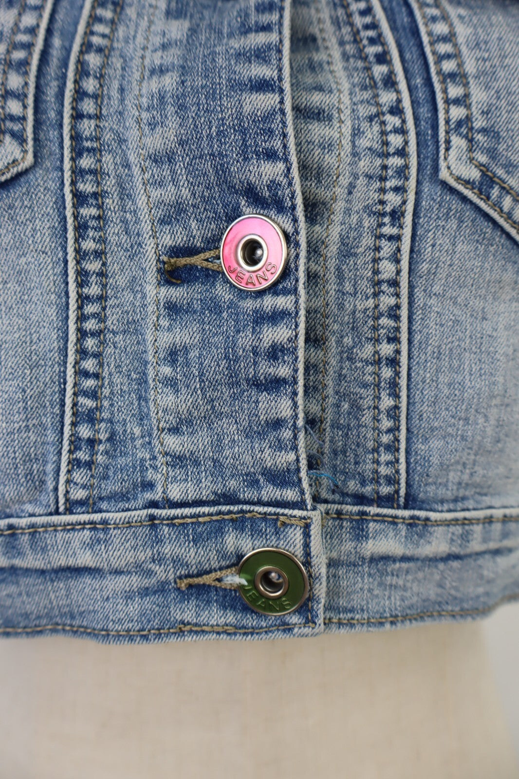 GIUBBINO JEANS GILLET SMANICATO DONNA S JACKET DENIM GRUNGE VINTAGE Y2K 2000'S