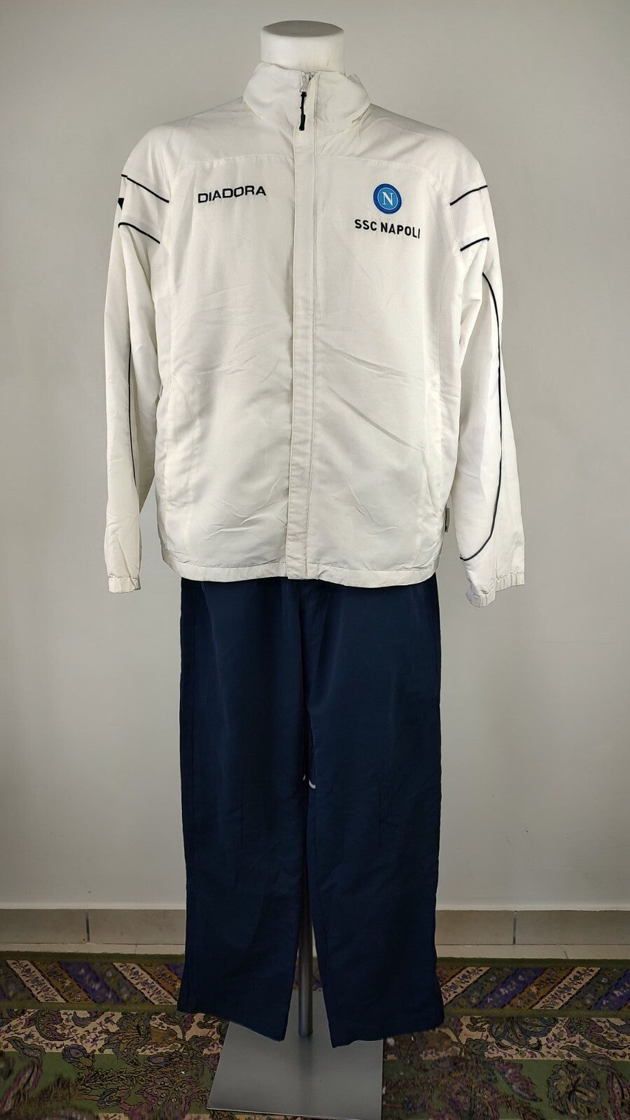 DIADORA NAPOLI TUTA COMPLETO CALCIO GIACCA PANTALONE Tg L JERSEY VINTAGE SPORT