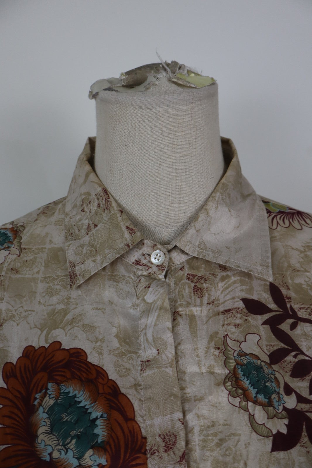 MARELLA CAMICIA MANICA LUNGA DONNA TG 48 WOMAN SHIRT CASUAL VINTAGE SETA