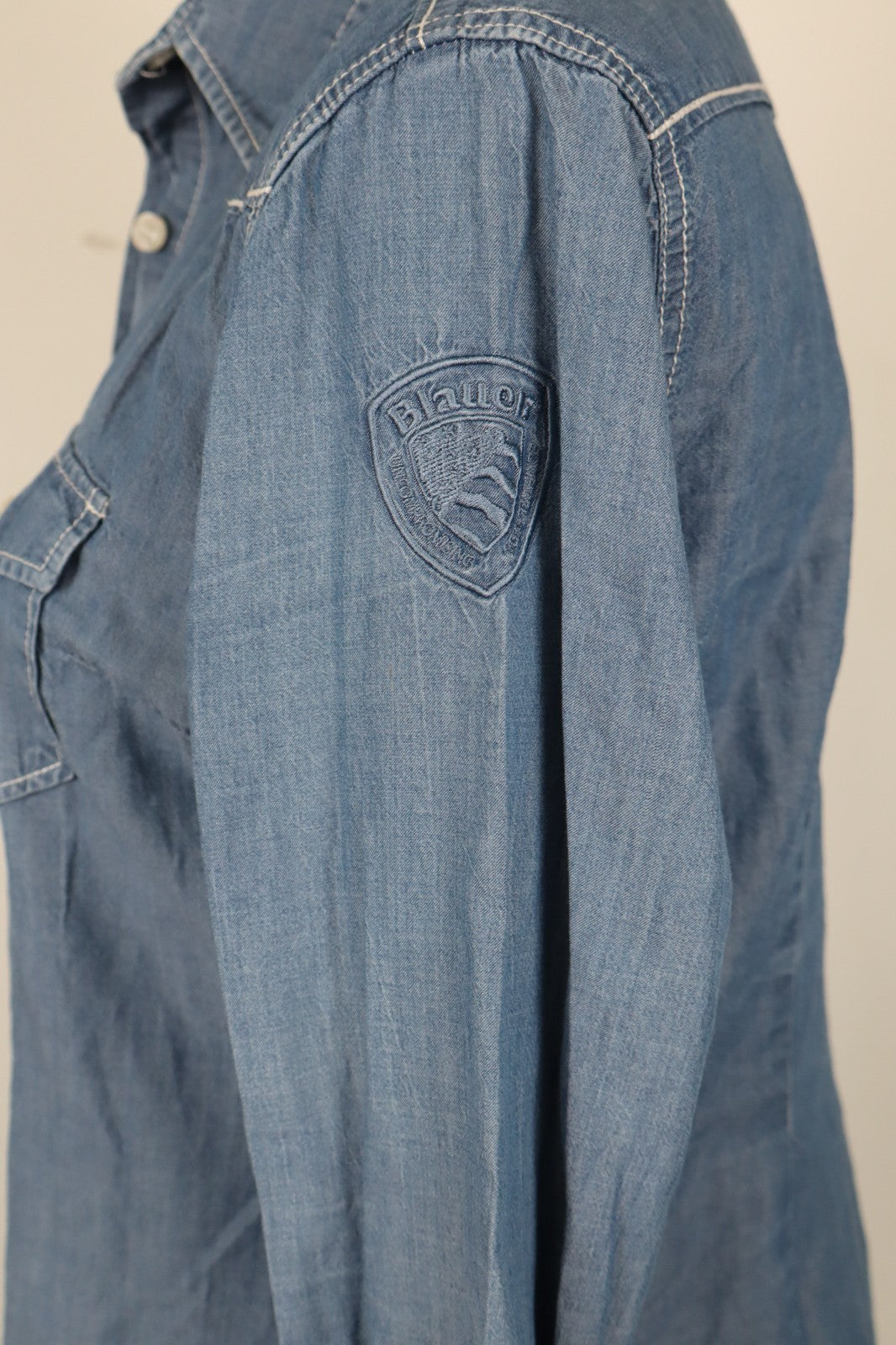BLAUER CAMICIA DONNA TG. L WOMAN SHIRT CASUAL VINTAGE COTONE DENIM