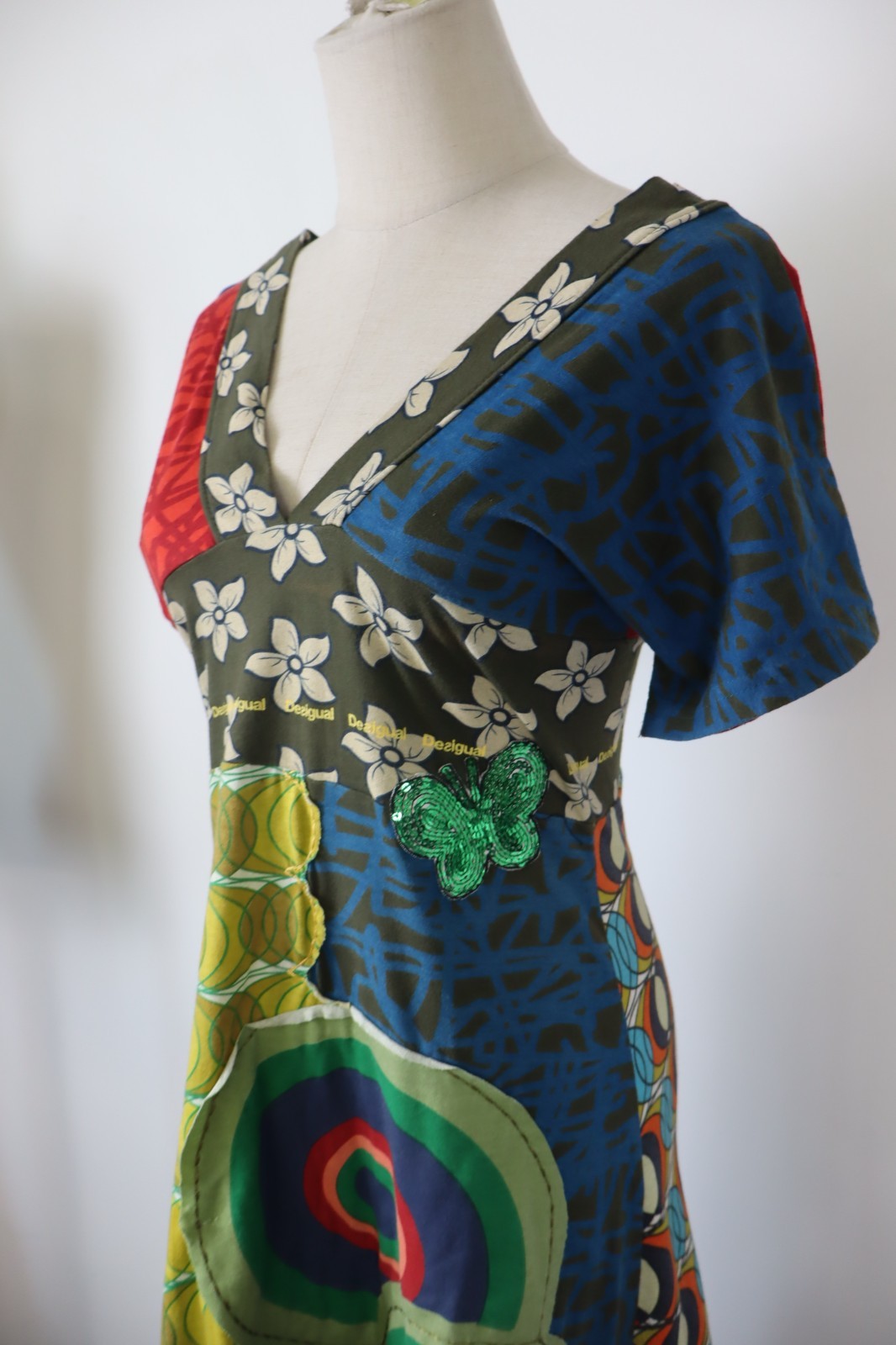 DESIGUAL VESTITO DONNA TG. M WOMAN CASUAL VINTAGE DRESS COTONE