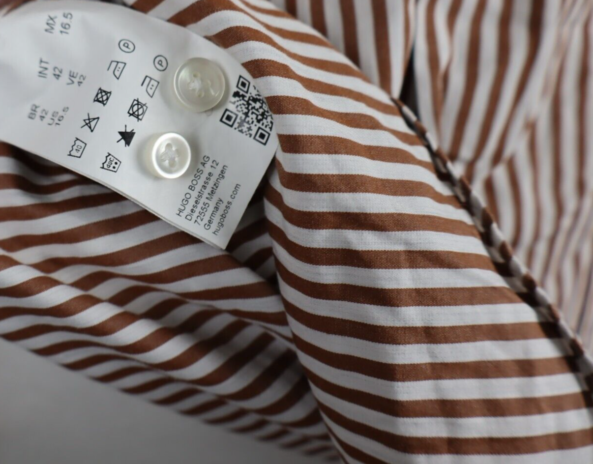 HUGO BOSS CAMICIA UOMO TG  L SLIM FIT 42 16 1/2 MAN SHIRT CASUAL VINTAGE COTONE