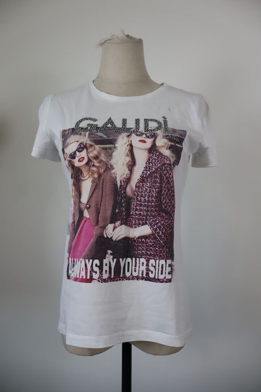 GAUDI MAGLIA DONNA TG. S WOMAN CASUAL VINTAGE T- SHIRT TOP COTONE