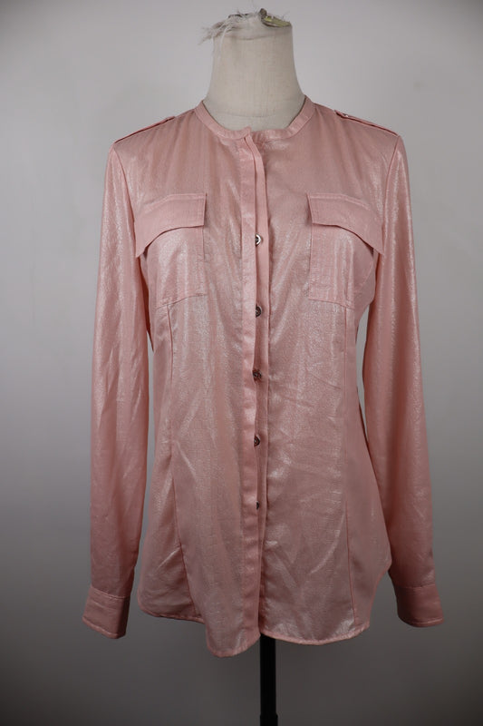 CALVIN KLEIN CAMICIA DONNA TG. S WOMAN CASUAL VINTAGE SHIRT ROSA POLIESTERE