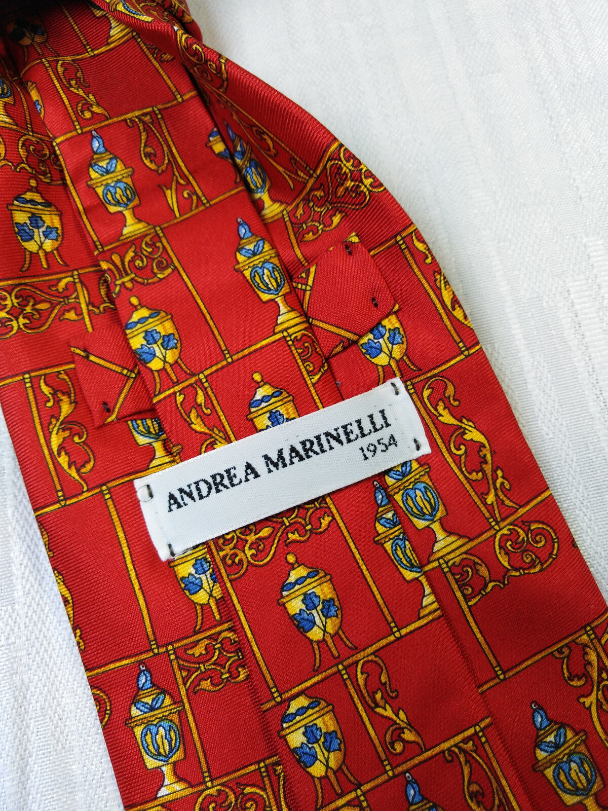 ANDREA MARINELLI NAPOLI 100% SILK TIE SETA CRAVATTA NECKTIE MADE IN ITALY
