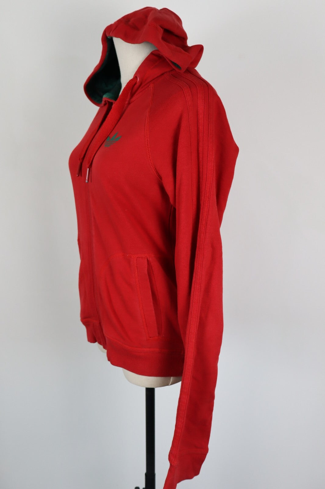 ADIDAS FELPA CON ZIP CAPPUCCIO DONNA Tg XS WOMEN CASUAL VINTAGE SPORT SWEATSHIRT