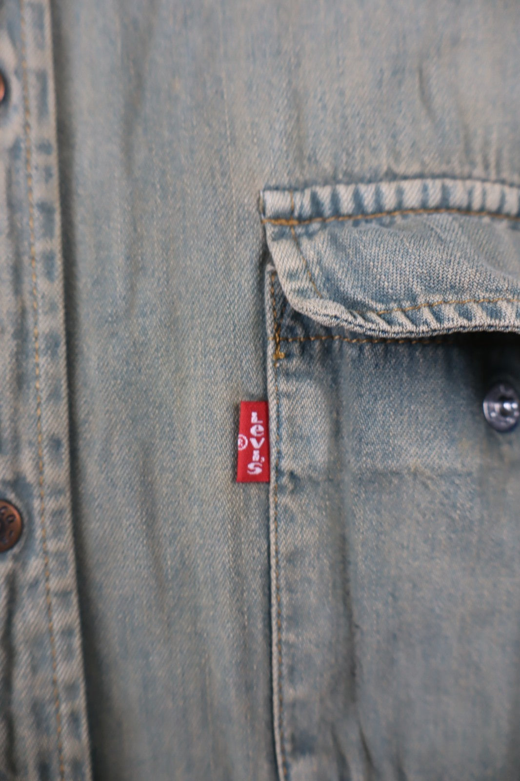 LEVI'S CAMICIA SMANICATA JEANS DENIM COTONE UOMO TG XL MAN VINTAGE SHIRT LOGO