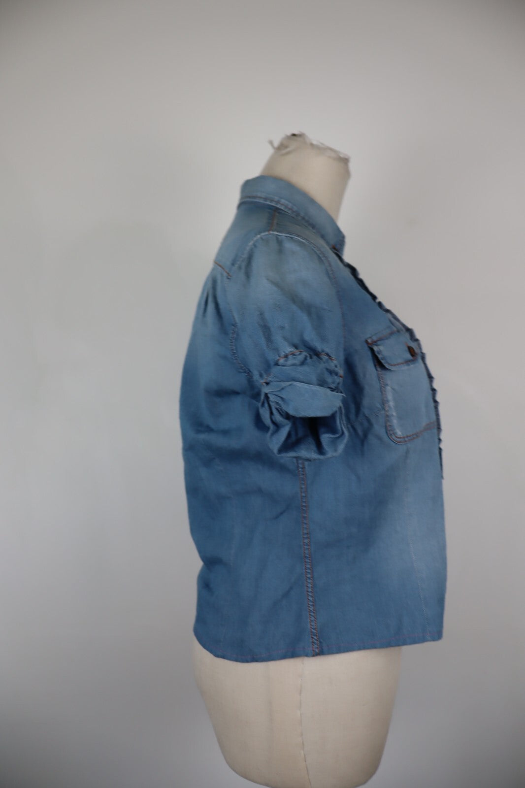 HENRY COTTON'S CAMICIA JEANS DONNA TG. 42 WOMAN SHIRT CASUAL VINTAGE DENIM