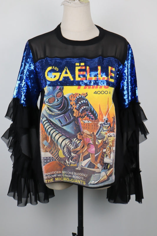 GAELLE PARIS MAGLIA DONNA TG. 1 WOMAN CASUAL VINTAGE TOP T-SHIRT COTONE COTTON