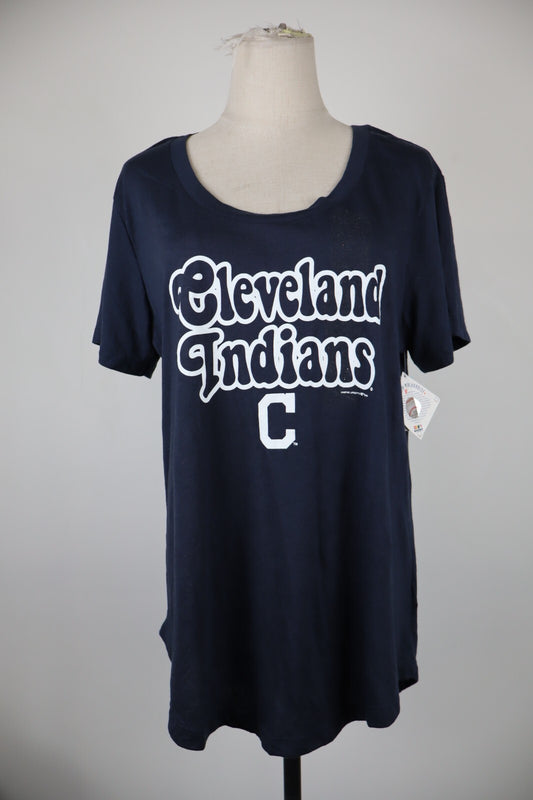 GENUINE MERCHANDISE CAMPUS LIFESTYLE CLEVELAND MAGLIA DONNA SHIRT BASEBALL L TAG