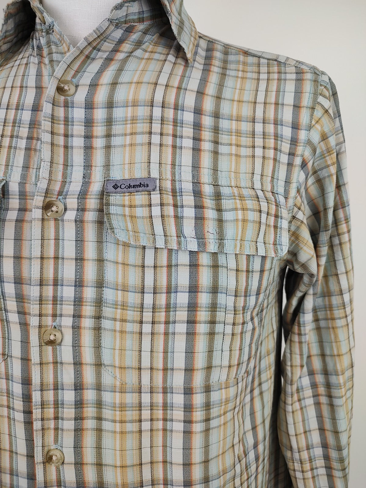 COLUMBIA CAMICIA UOMO TG. S MAN CASUAL VINTAGE  SHIRT NYLON