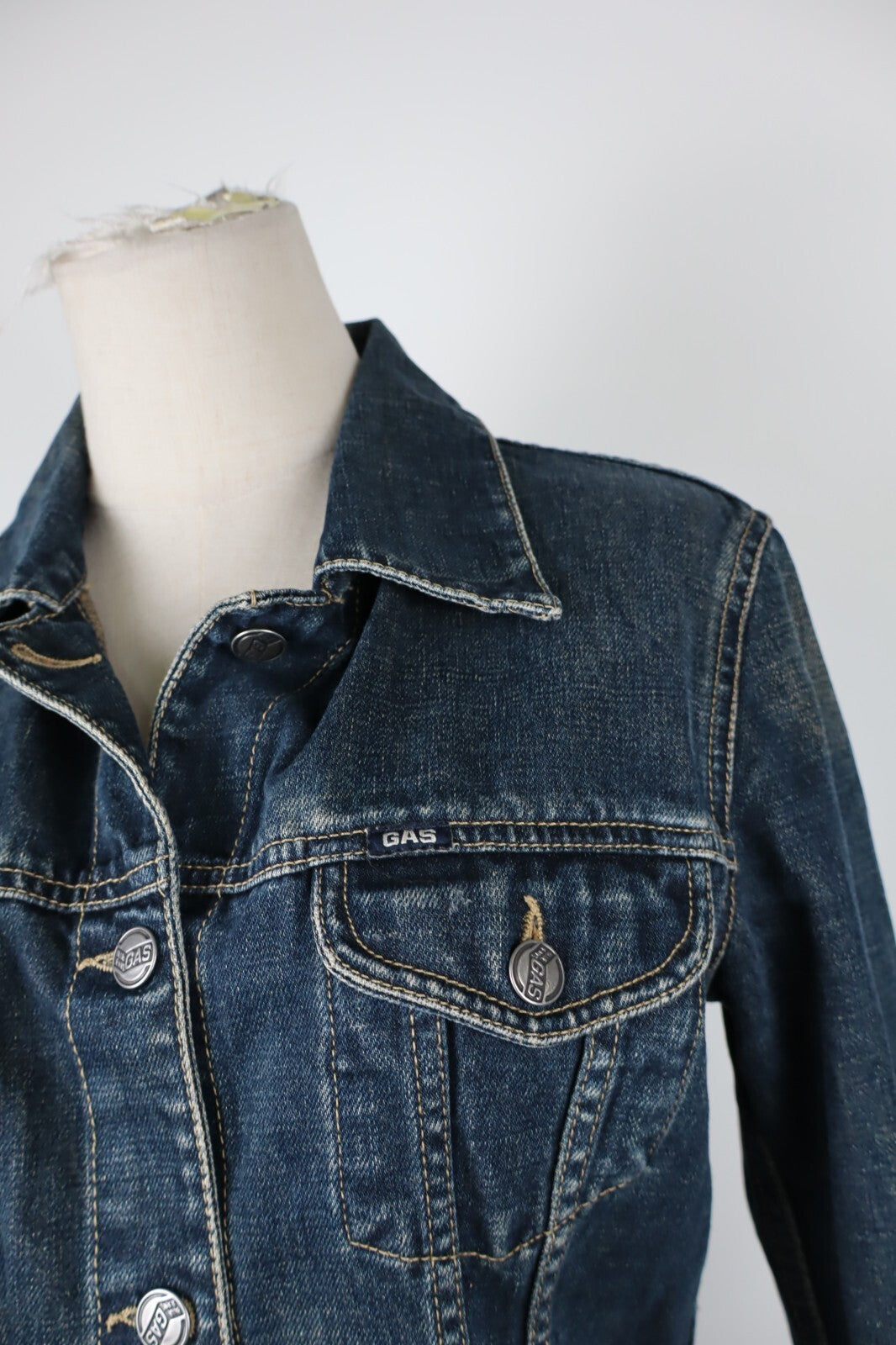 GAS JEANS GIUBBINO DONNA Tg. M WOMAN CASUAL JACKET COTONE COTTON DENIM VINTAGE