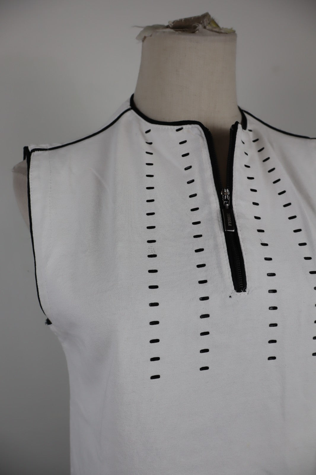 FERRE MAGLIA SMANICATA ZIP DONNA TG. M WOMAN CASUAL VINTAGE T-SHIRT TOP COTONE