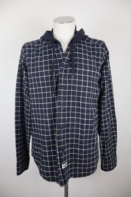 CONVERSE CAMICIA CON CAPPUCCIO UOMO TG. L MAN CASUAL VINTAGE SHIRT COTONE COTTON