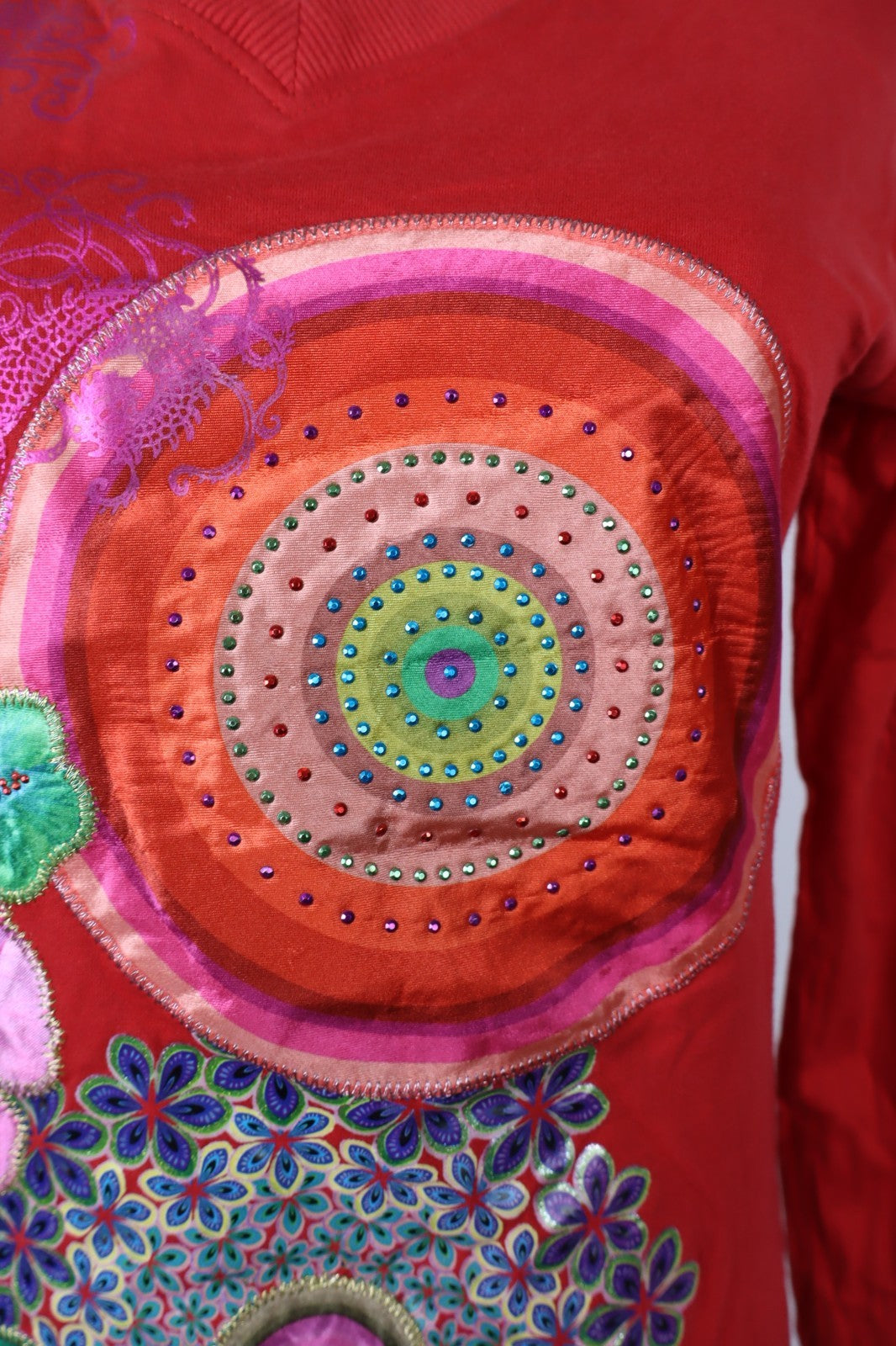 DESIGUAL MAGLIA CANOTTA DONNA TG. M WOMAN CASUAL VINTAGE T-SHIRT TOP COTONE