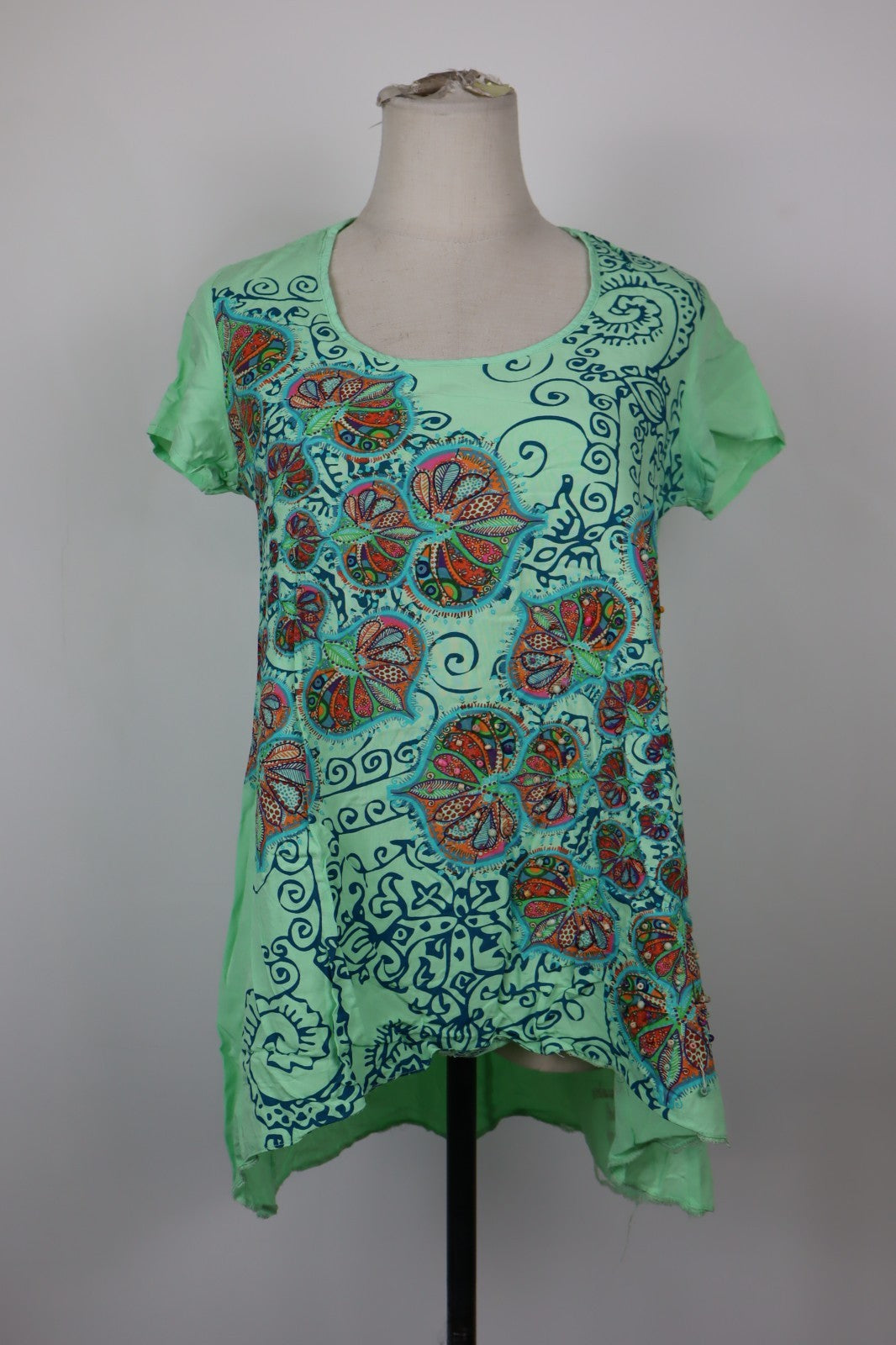 DESIGUAL MAGLIA DONNA TG. M WOMAN CASUAL VINTAGE T-SHIRT  TOP CANOTTA PERLINE