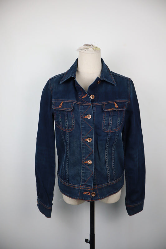 LEE GIUBBINO JEANS DENIM DONNA Tg L WOMAN CASUAL VINTAGE JACKET COTONE COTTON