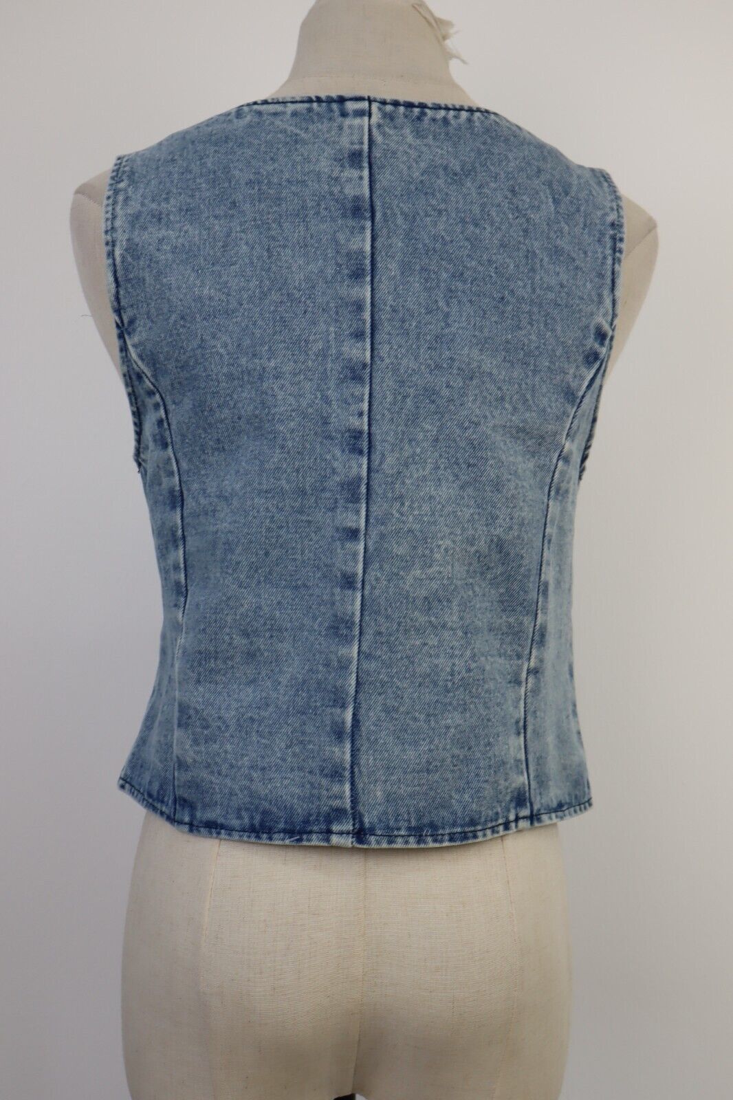 GIUBBINO JEANS GILLET SMANICATO DONNA M JACKET DENIM GRUNGE 90'MUSIC Y2K 2000'S