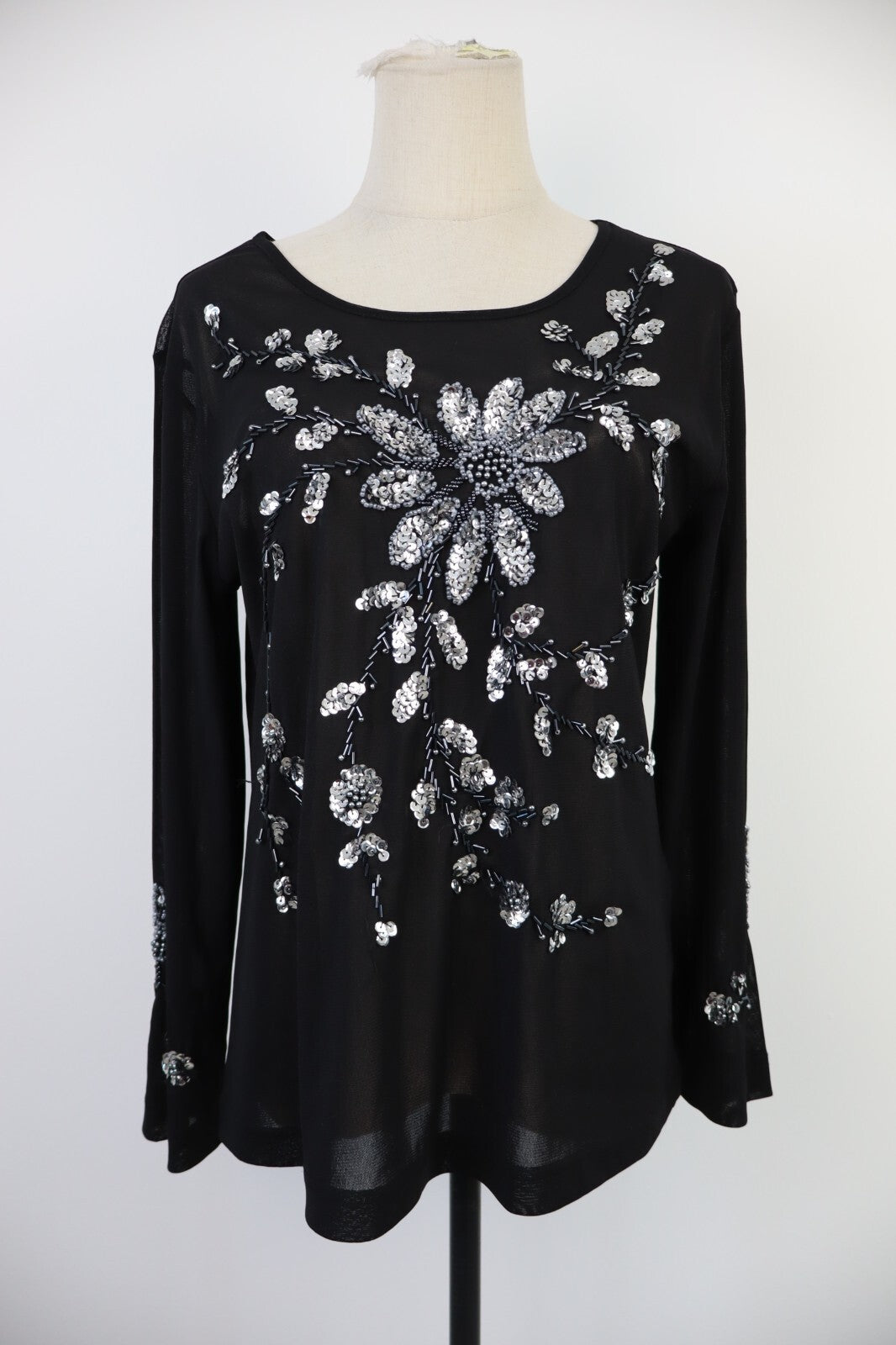 MAGLIA VELATA DONNA TG 42/44 WOMAN T-SHIRT SCINTILLE PAILLETTES VINTAGE Y2K 00'S