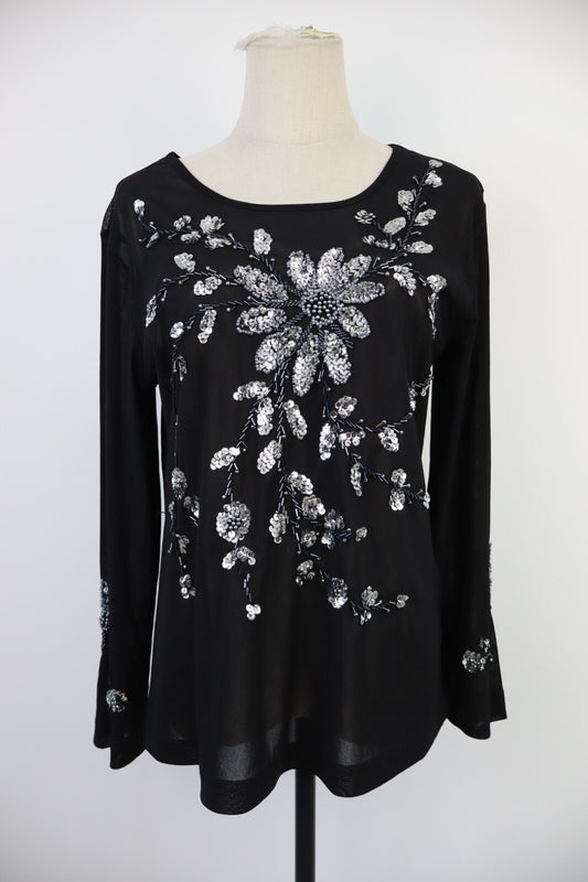 MAGLIA VELATA DONNA TG 42/44 WOMAN T-SHIRT SCINTILLE PAILLETTES VINTAGE Y2K 00'S