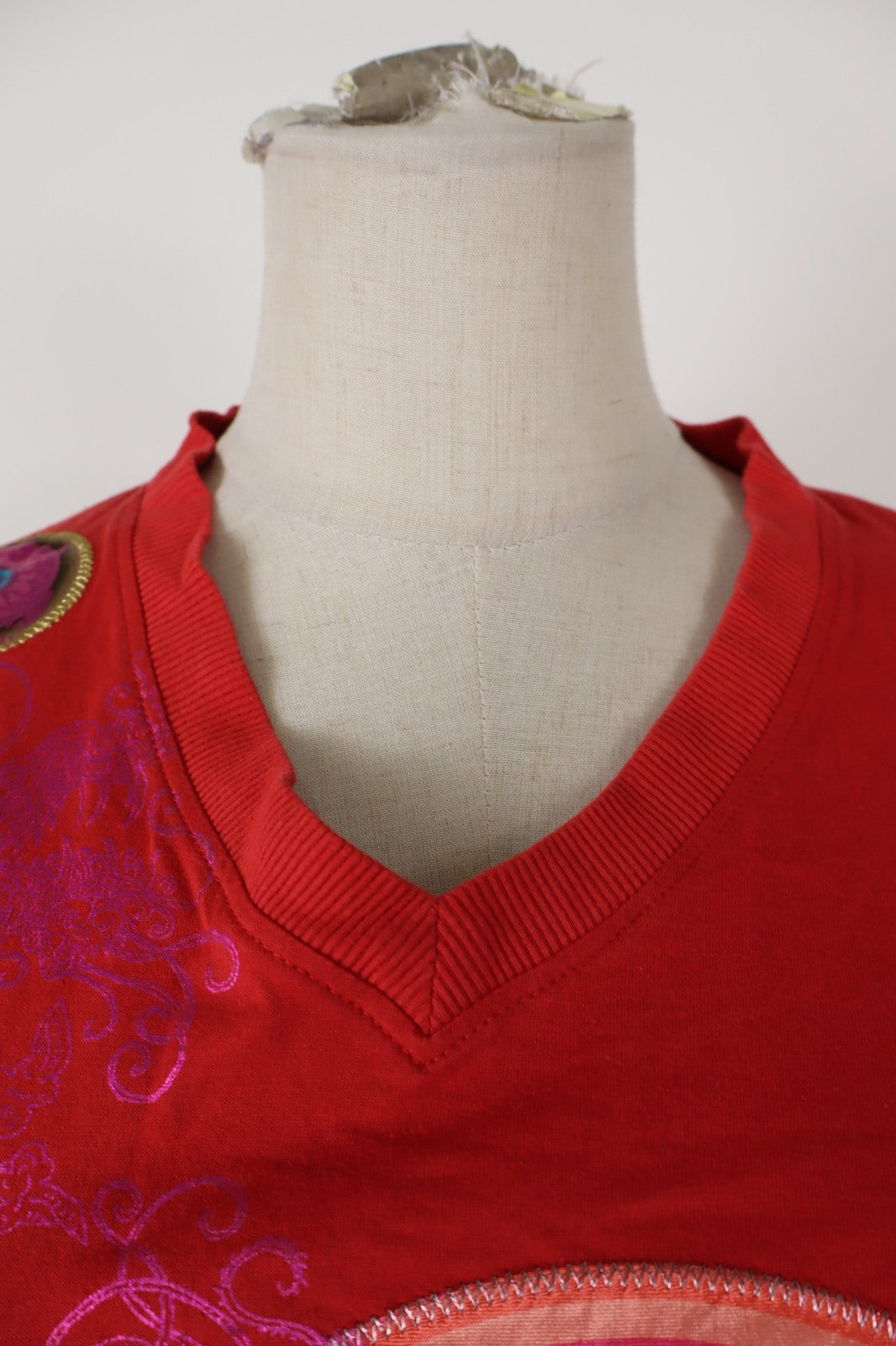 DESIGUAL MAGLIA CANOTTA DONNA TG. M WOMAN CASUAL VINTAGE T-SHIRT TOP COTONE