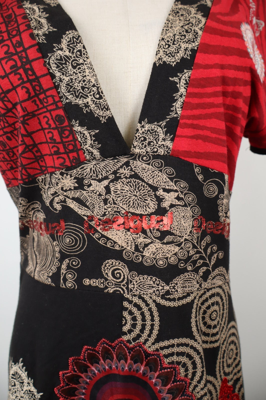 DESIGUAL  VESTITO ABITO DONNA TG.  L  SHORT WOMAN CASUAL VINTAGE DRESS