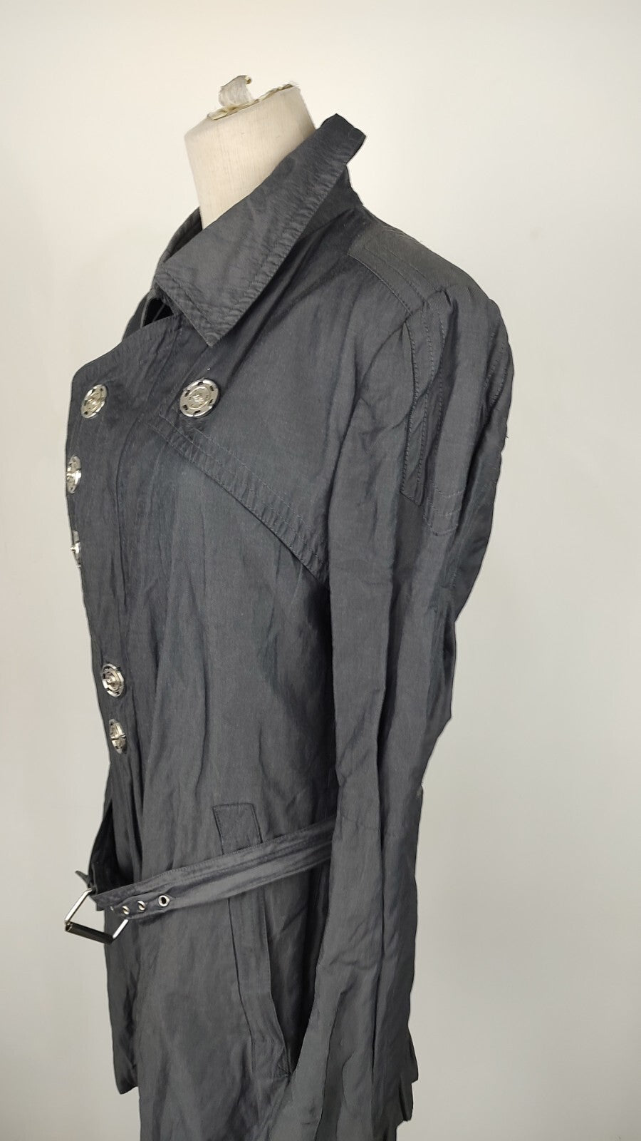 BYBLOS CAPPOTTO TRENCH DONNA Tg L WOMAN LINO COAT VINTAGE CASUAL